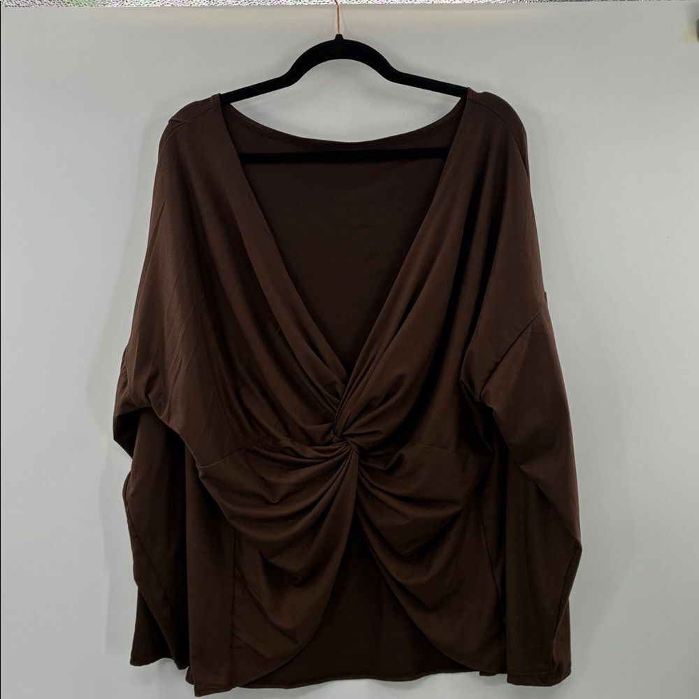3For$2o Fashion Nova Chocolate Know Back Long Sleeve Top size 1X